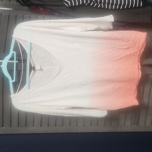 We The Free White and Pink Ombre Long Sleeve Top